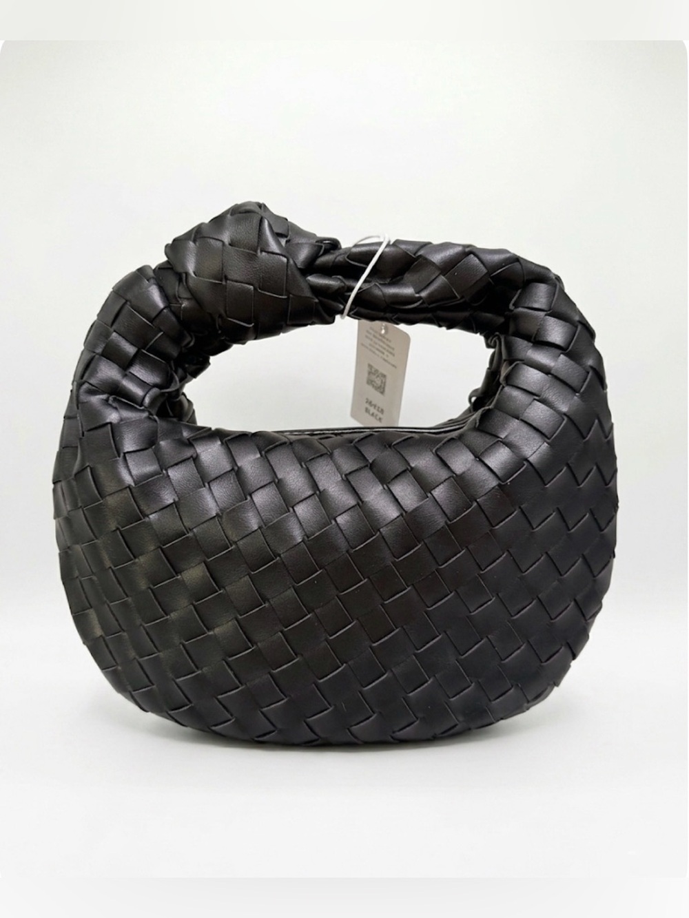 Urban Expressions Black Woven Knot-Top Mini Bag